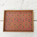 Floral Block print Cork tray