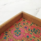 Floral Block print Cork tray