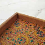 Floral Block print Cork tray