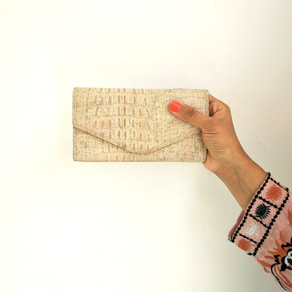 Envelop Clutch Cork wallet - Creme White