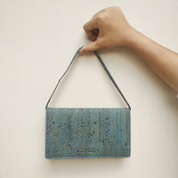 Teal Cork sling wallet