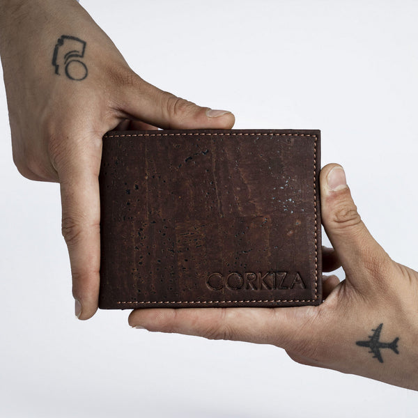 Corkor Vegan Cork Bifold Wallet for Men, Light Brown